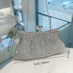 Glittery evening clutch decorated with rhinestones