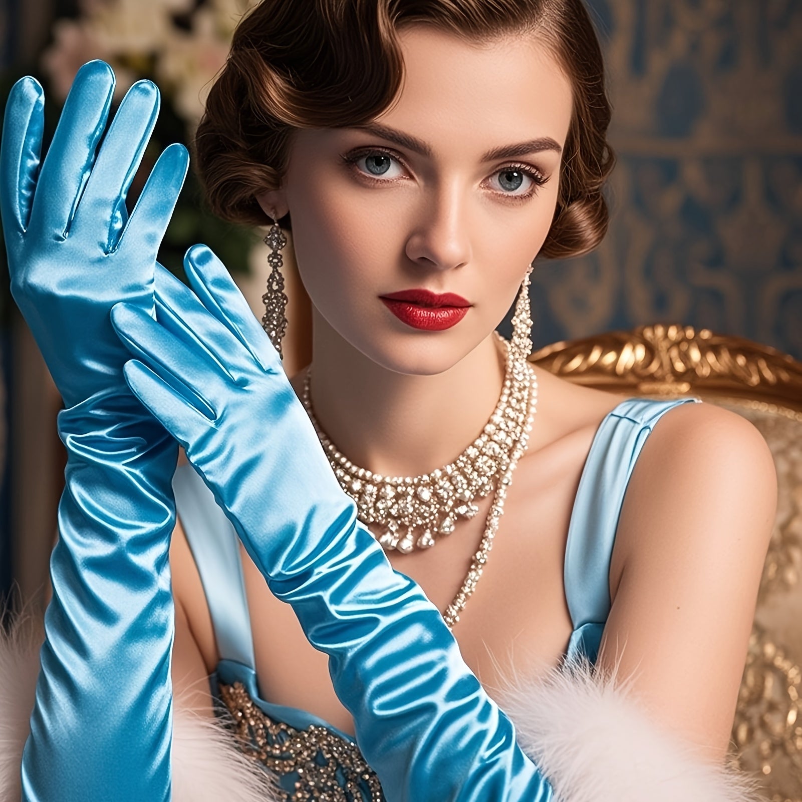 Long satin gloves