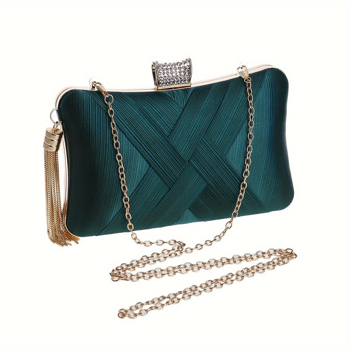 Women's elegant lightweight handbag with adjustable strap and chain with fringes