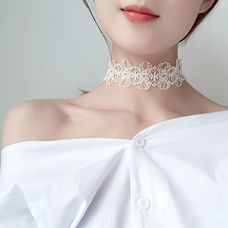 Lace necklace around the neck
