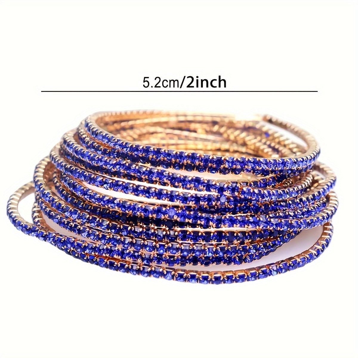 Set of 12 glittering bracelets with rhinestones