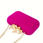 Metallic lycra clutch with lotus-shaped clasp