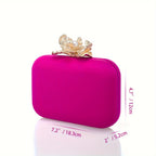 Metallic lycra clutch with lotus-shaped clasp