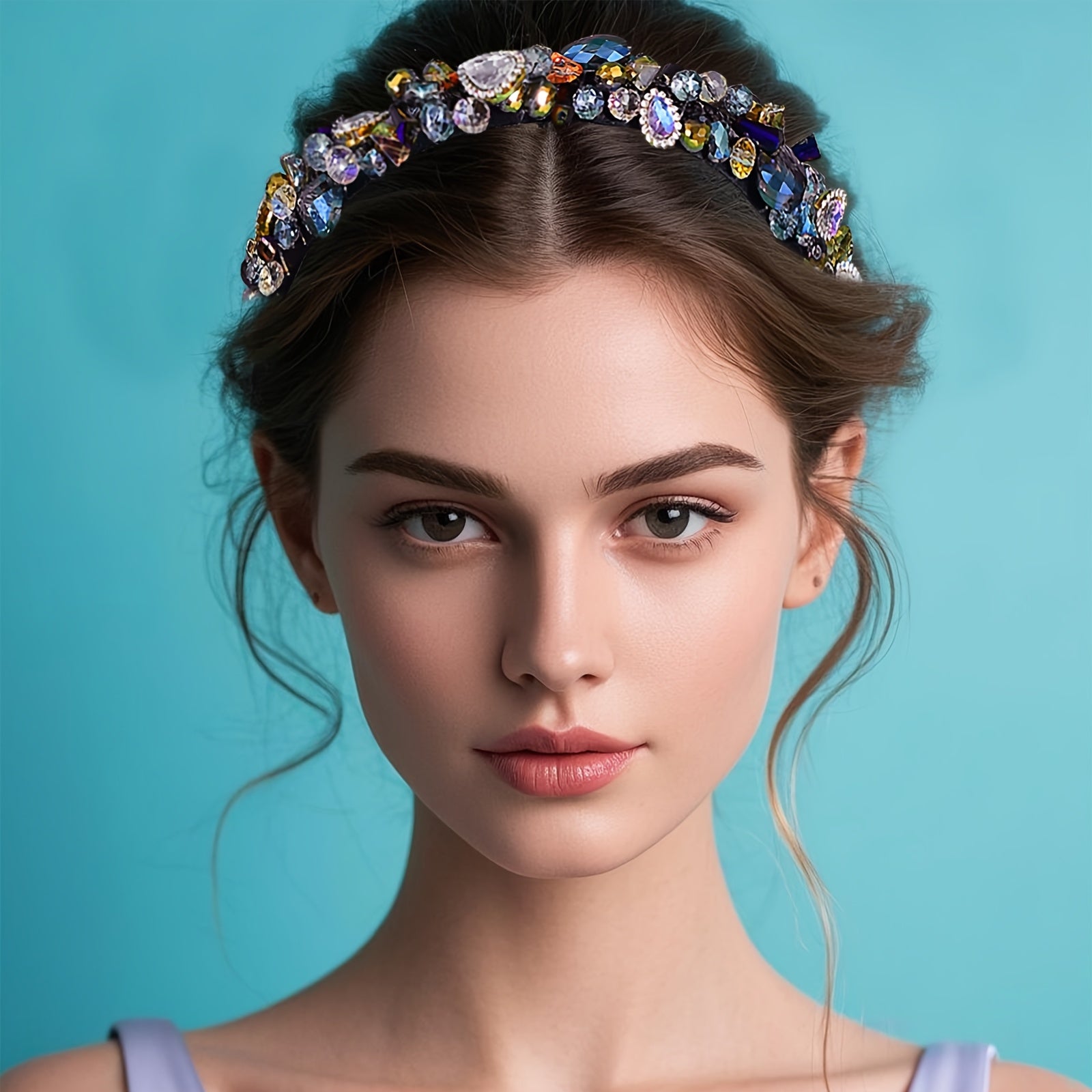 Elegantní čelenka s krystaly a kamínky