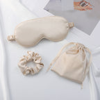 Three-piece sleep mask set with hair ties