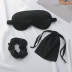 Three-piece sleep mask set with hair ties