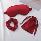 Three-piece sleep mask set with hair ties