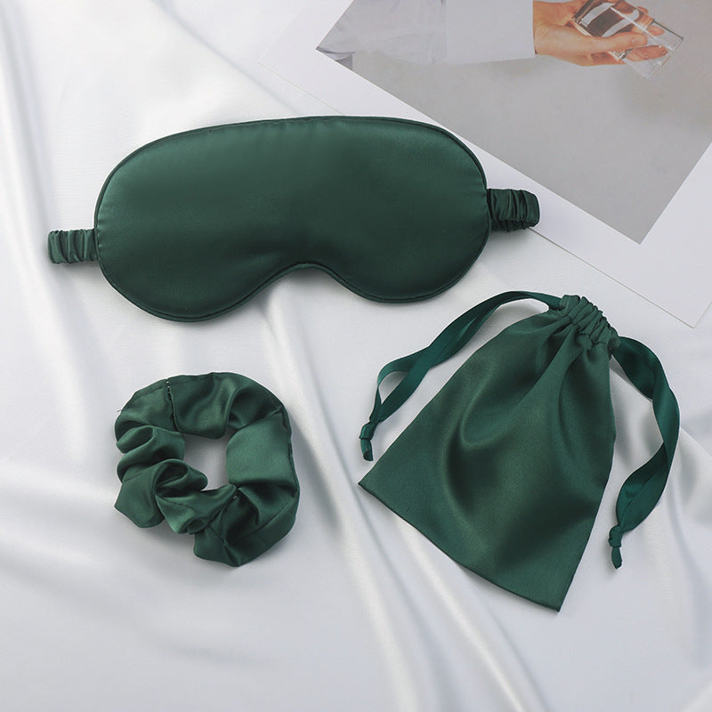 Three-piece sleep mask set with hair ties