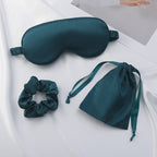 Three-piece sleep mask set with hair ties