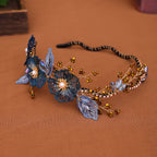 Embroidered floral headband with rhinestones