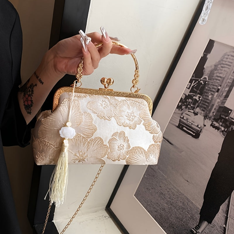 Elegant handbag with floral embroidery