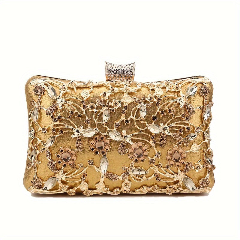 Sparkling evening bag with rhinestone embellishment