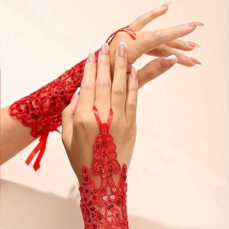 Boho gloves with rhinestones