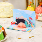 3D opening card with a cat and underwater world motif