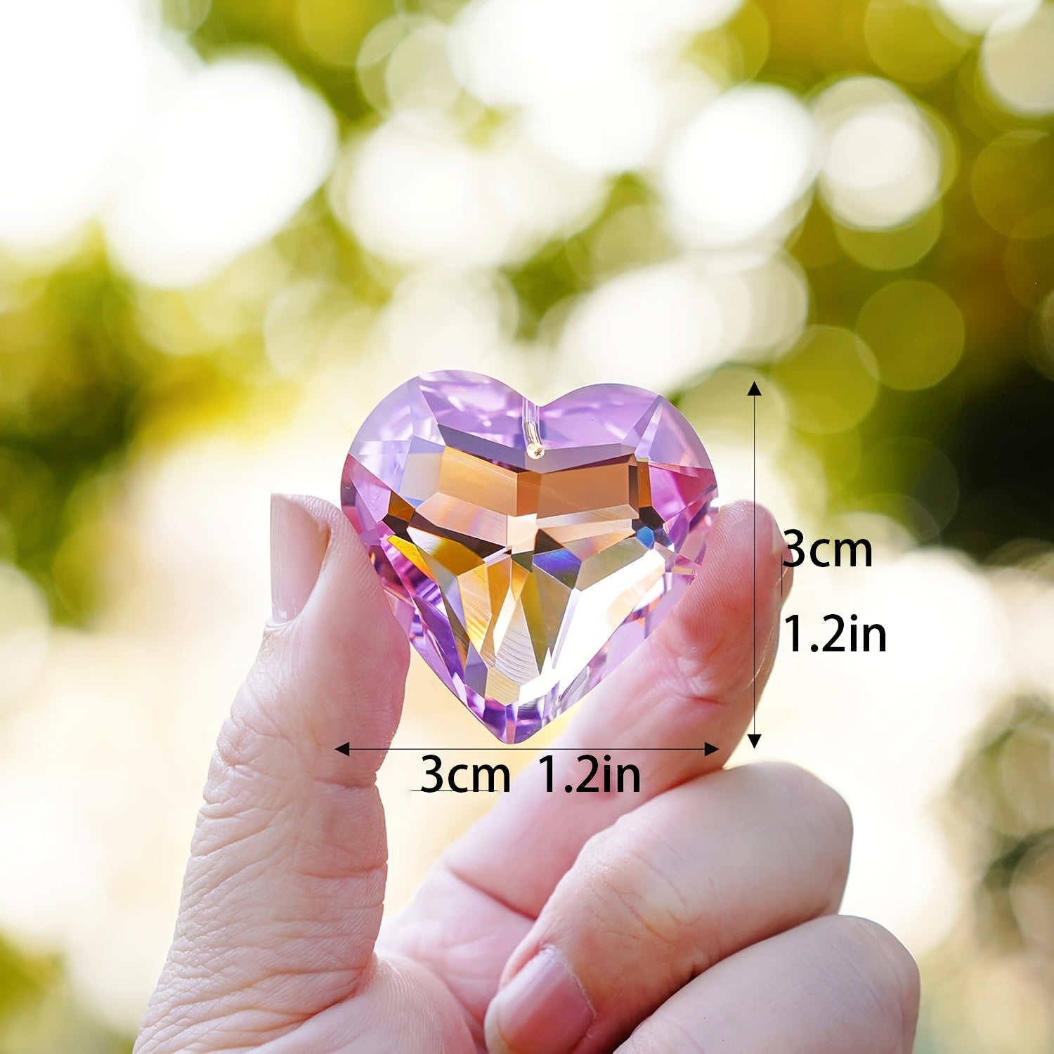 6 ks růžových křišťálových ozdob ve tvaru srdce
