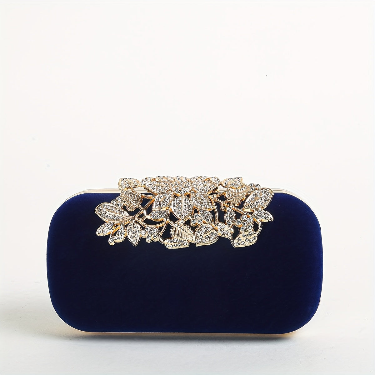 Evening bag for women - clutch decorated with rhinestones and a crystal flower clasp