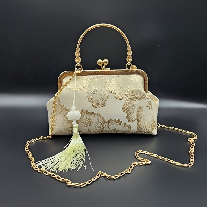 Elegant handbag with floral embroidery