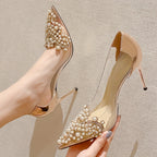 Unique high heels with pearl embellishment