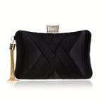 Women's elegant lightweight handbag with adjustable strap and chain with fringes