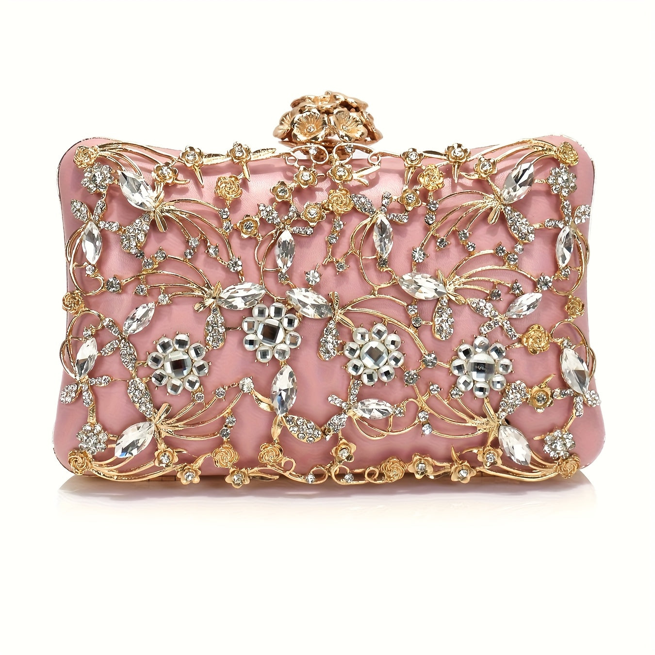 Elegant handbag decorated with rhinestones