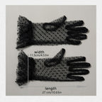 Pleated black gloves with a dotted pattern