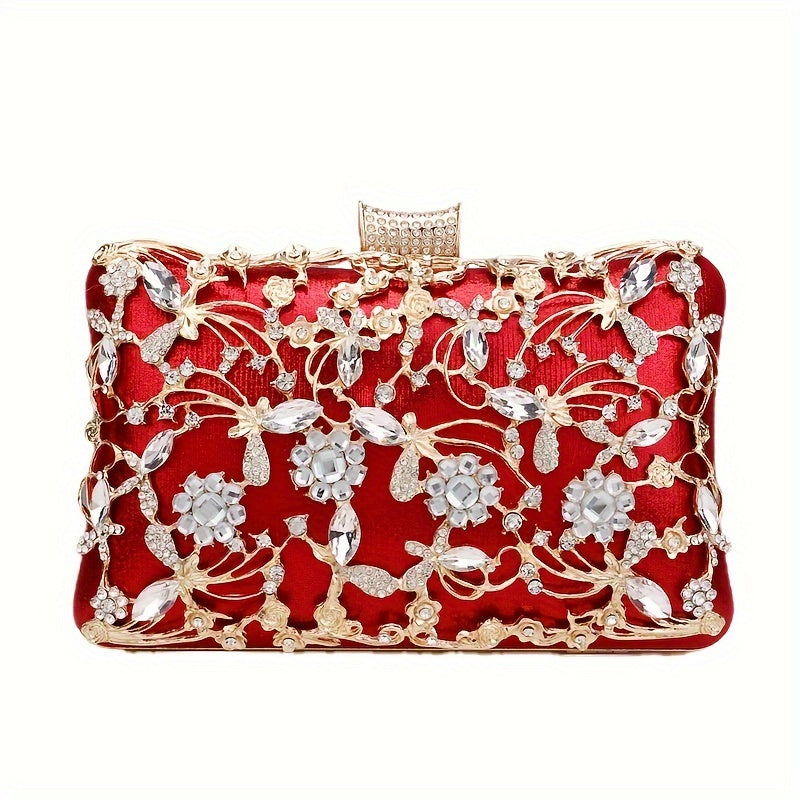 Sparkling evening bag with rhinestone embellishment