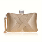 Women's elegant lightweight handbag with adjustable strap and chain with fringes