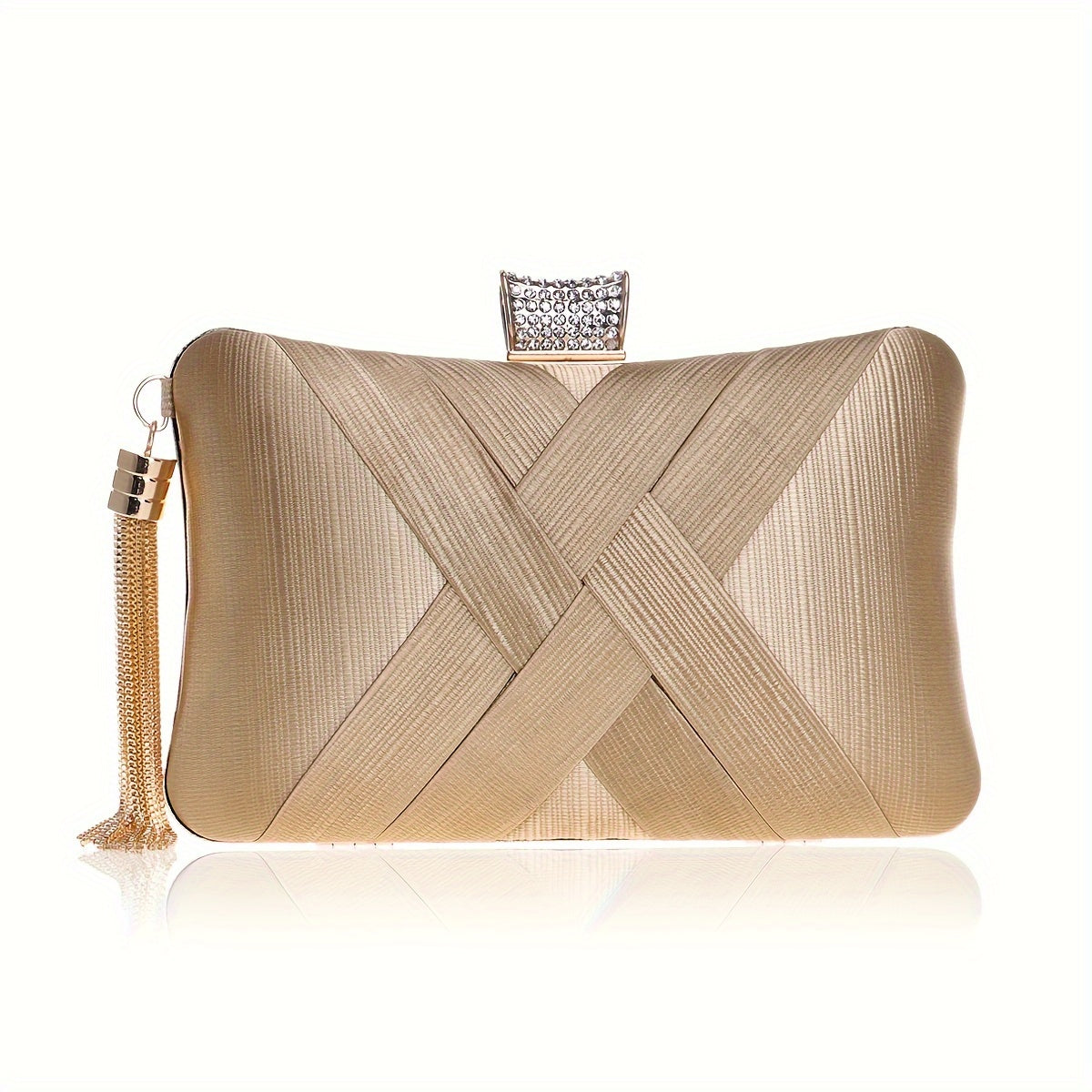 Women's elegant lightweight handbag with adjustable strap and chain with fringes
