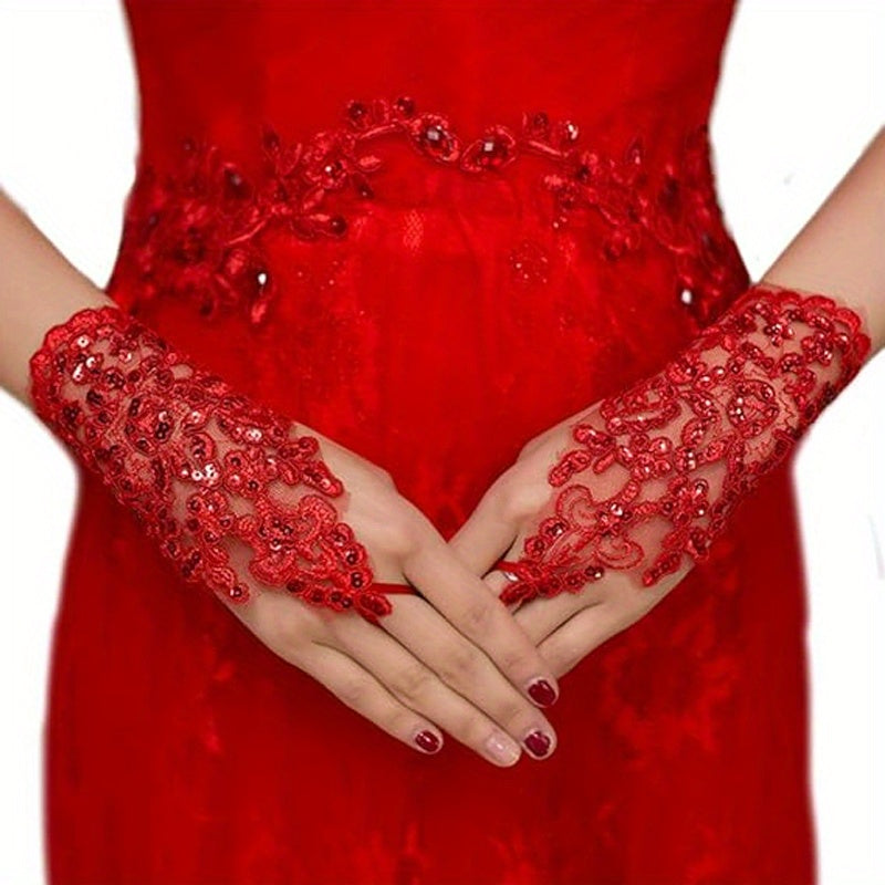 Boho gloves with rhinestones
