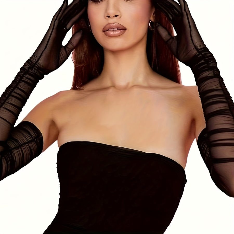 Long tulle gloves