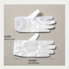 Elegant satin gloves decorated with pearls