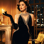 Women's satin long gloves in the style of the 1920s