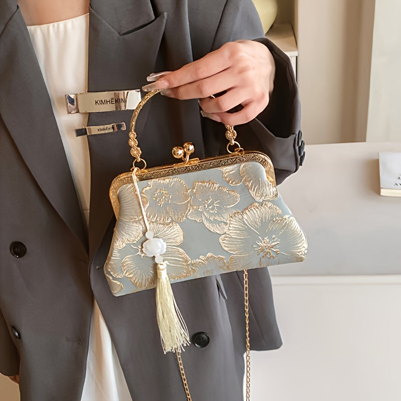 Elegant handbag with floral embroidery