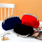 Elegant handbag for weddings and parties decorated with rhinestones with a removable strap