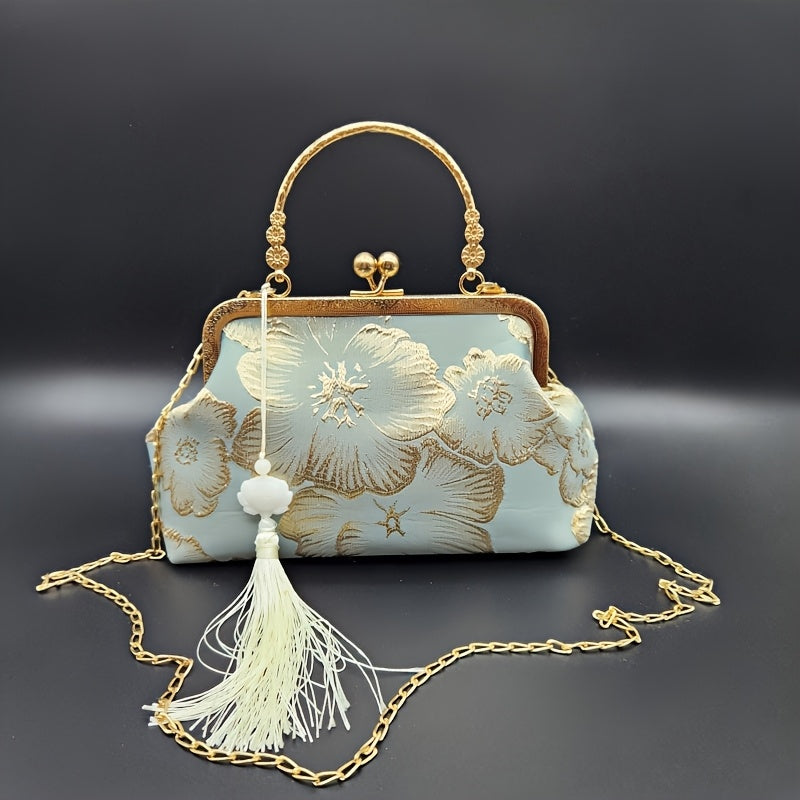 Elegant handbag with floral embroidery