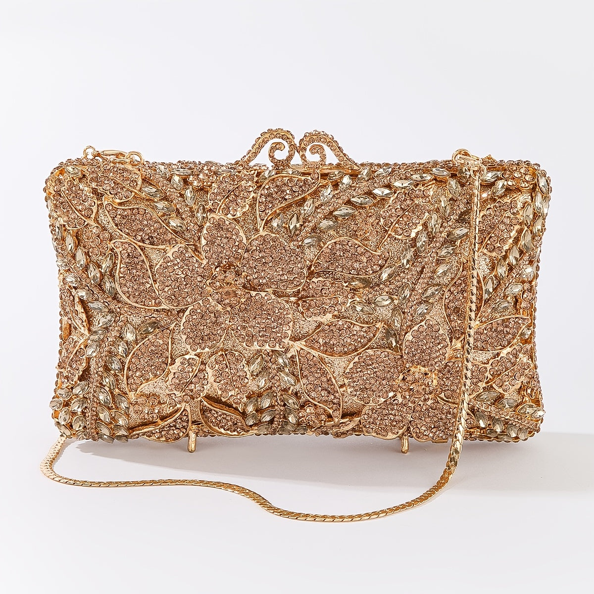 Luxurious clutch bag with floral motif