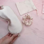 Three-piece sleep mask set with hair ties