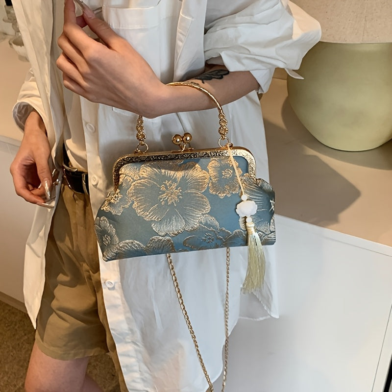 Elegant handbag with floral embroidery