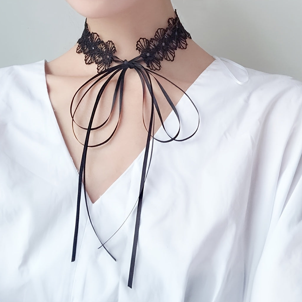 Lace necklace around the neck