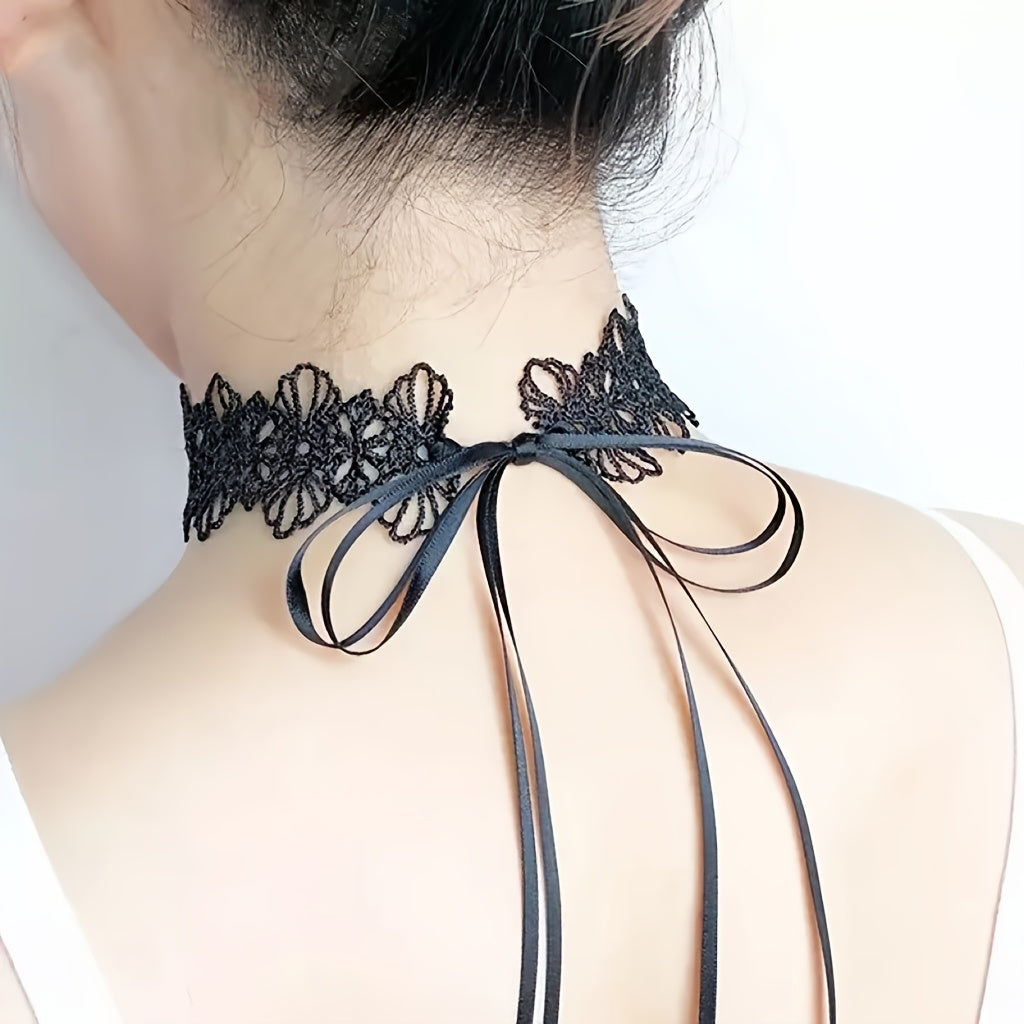 Lace necklace around the neck