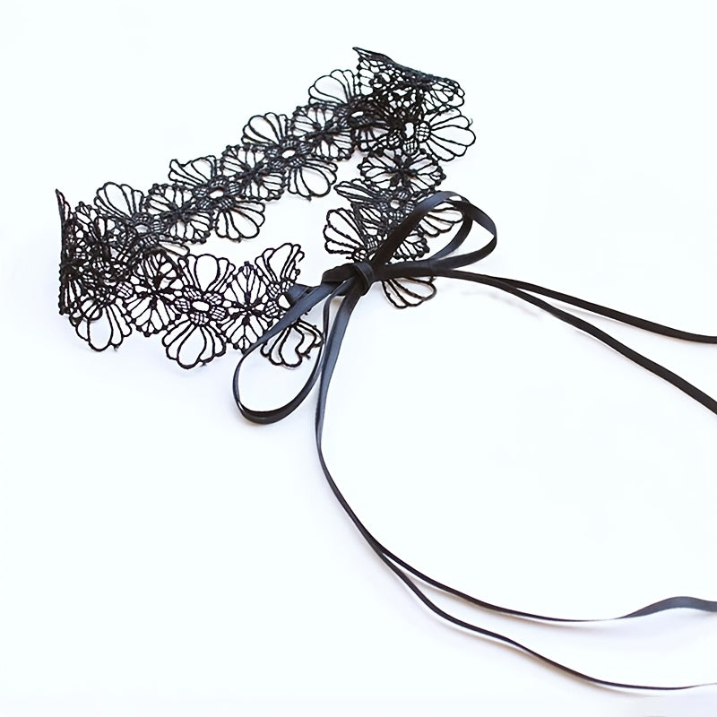 Lace necklace around the neck
