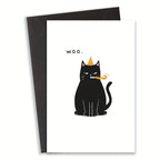 Birthday card with a cat – "WOO".