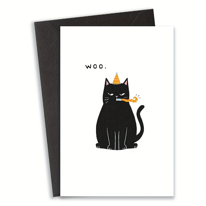 Narozeninové přání s kočkou – „WOO“.