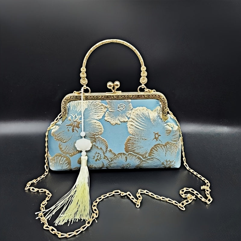 Elegant handbag with floral embroidery