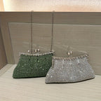 Glittery evening clutch decorated with rhinestones