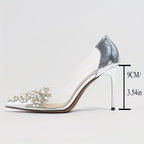Unique high heels with pearl embellishment