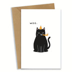 Birthday card with a cat – "WOO".