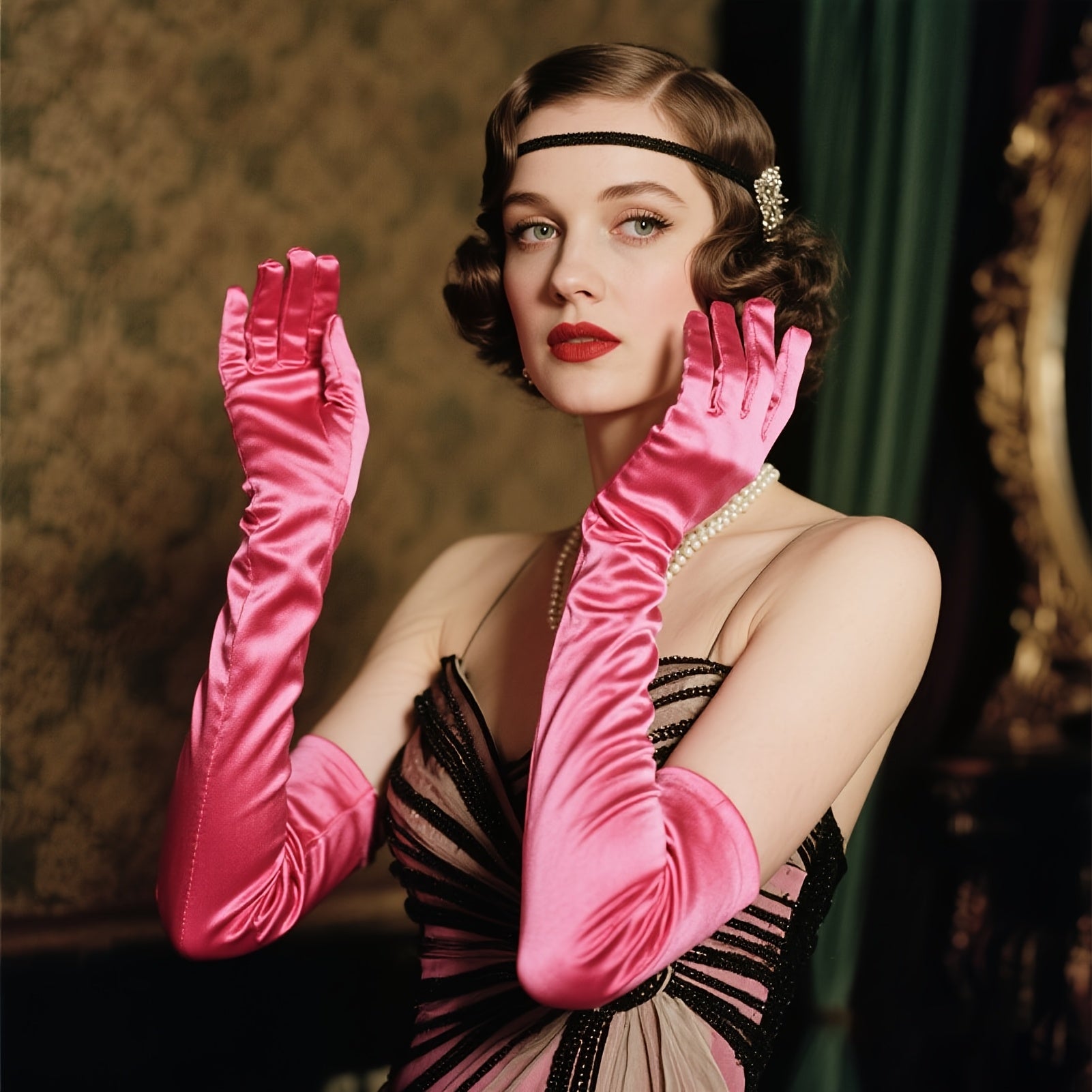 Women's long gloves in the style of the 1920s