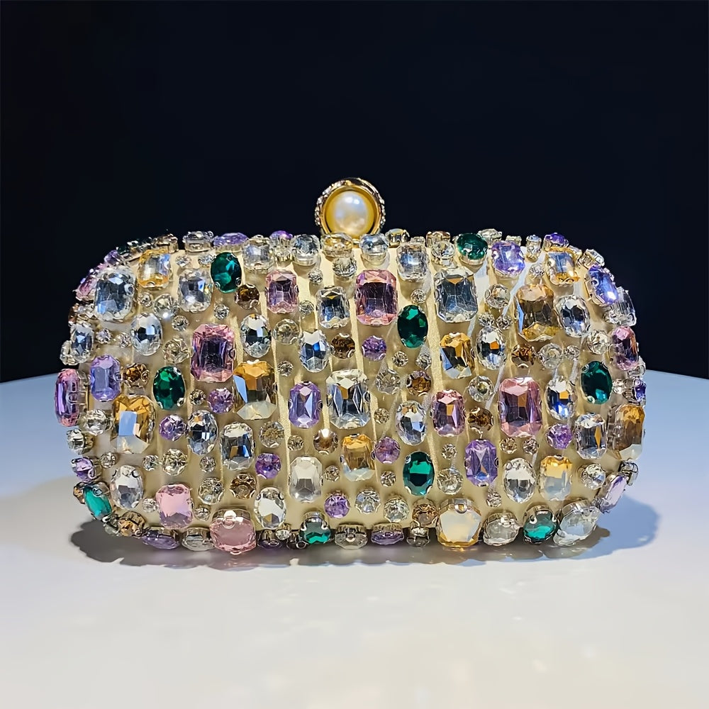 Luxurious clutch bag with rhinestones