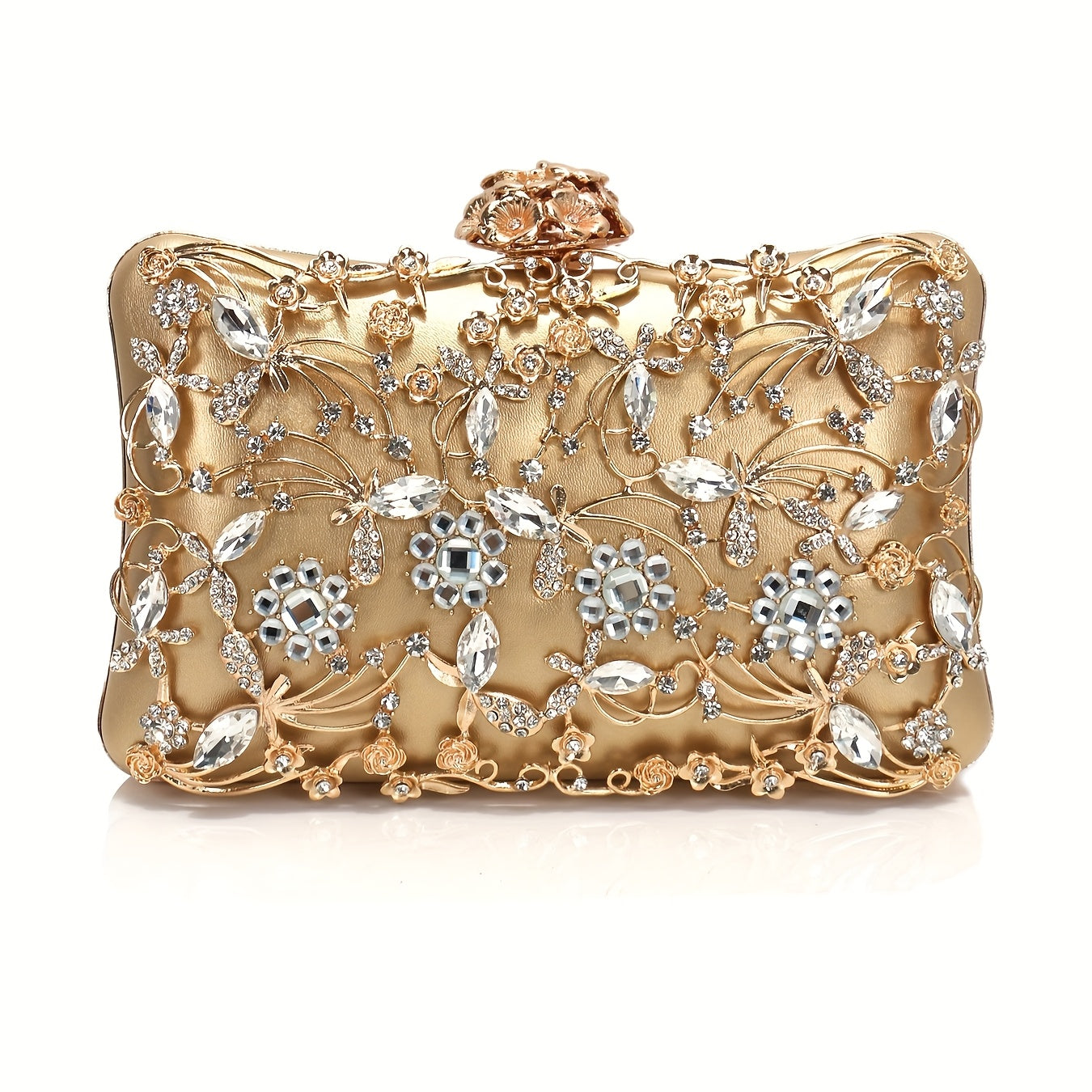 Elegant handbag decorated with rhinestones